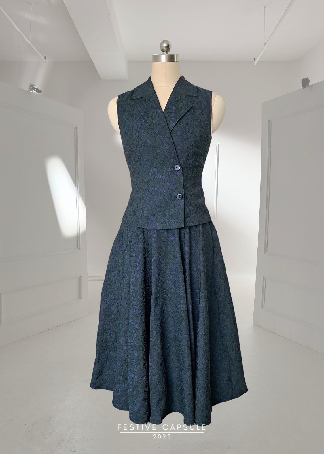 Ascot Skirt in Nocturne Green-Blue