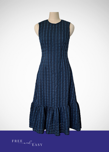 Dionne Dress in Teal Seersucker