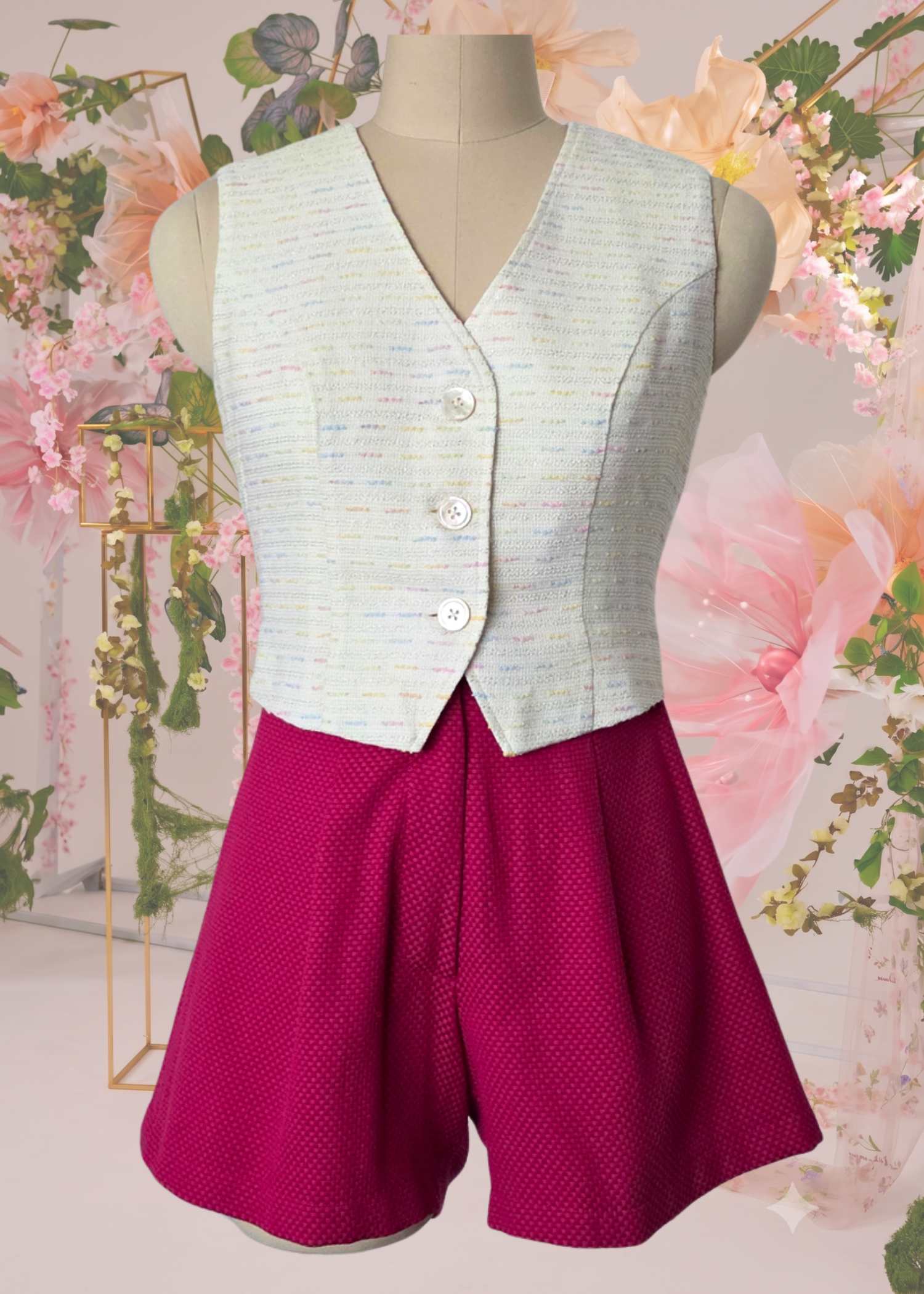 Juniper Waistcoat Top in Sugar Almond