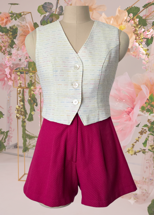 Juniper Waistcoat Top in Sugar Almond
