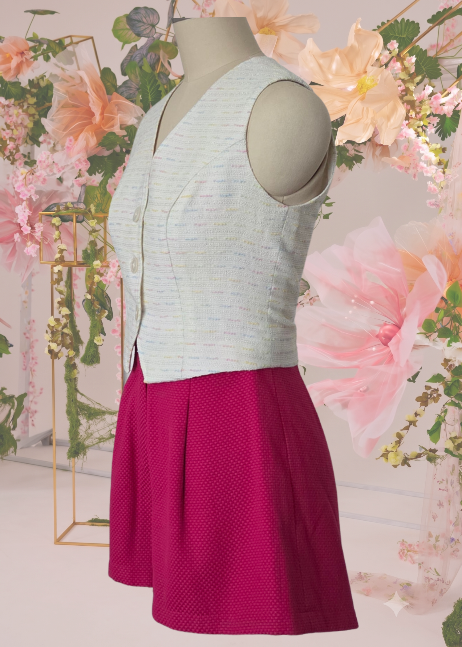 Juniper Waistcoat Top in Sugar Almond