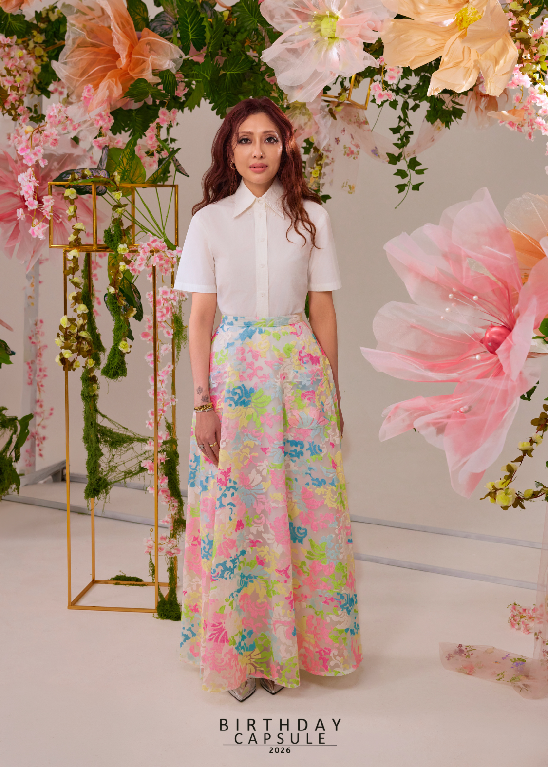 Ophelia Maxi Skirt in Bright Anemone