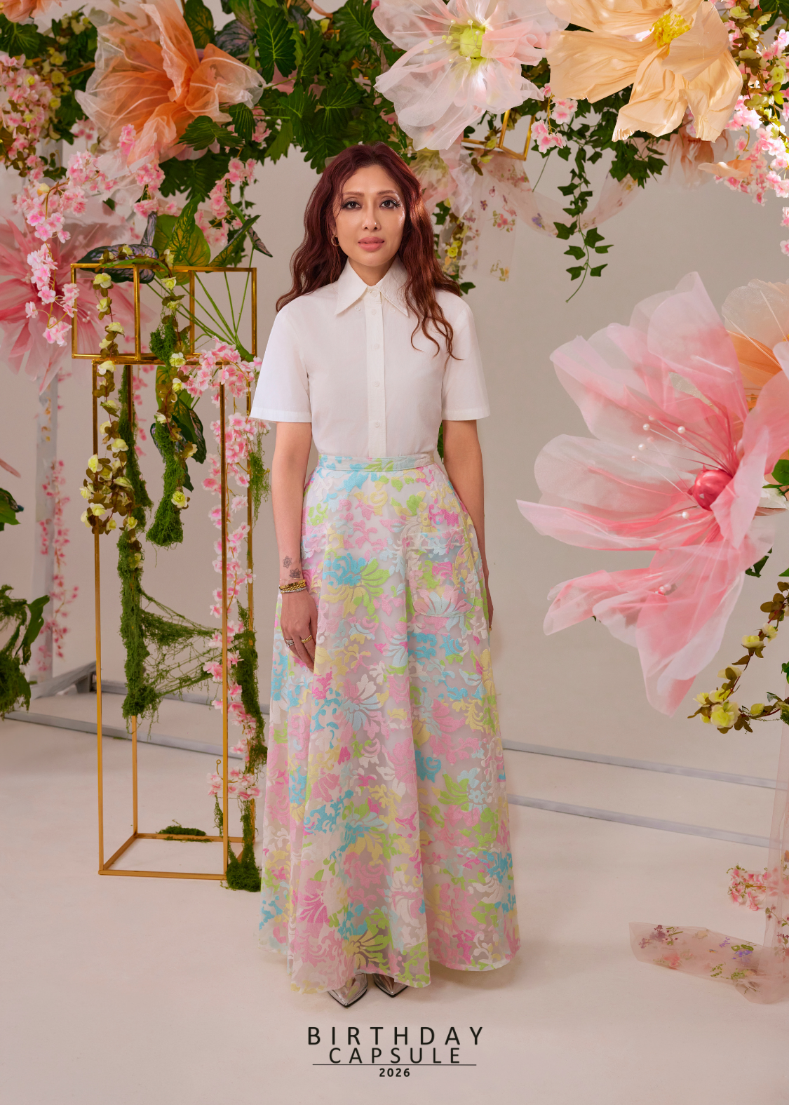 Ophelia Maxi Skirt in Pastel Anemone