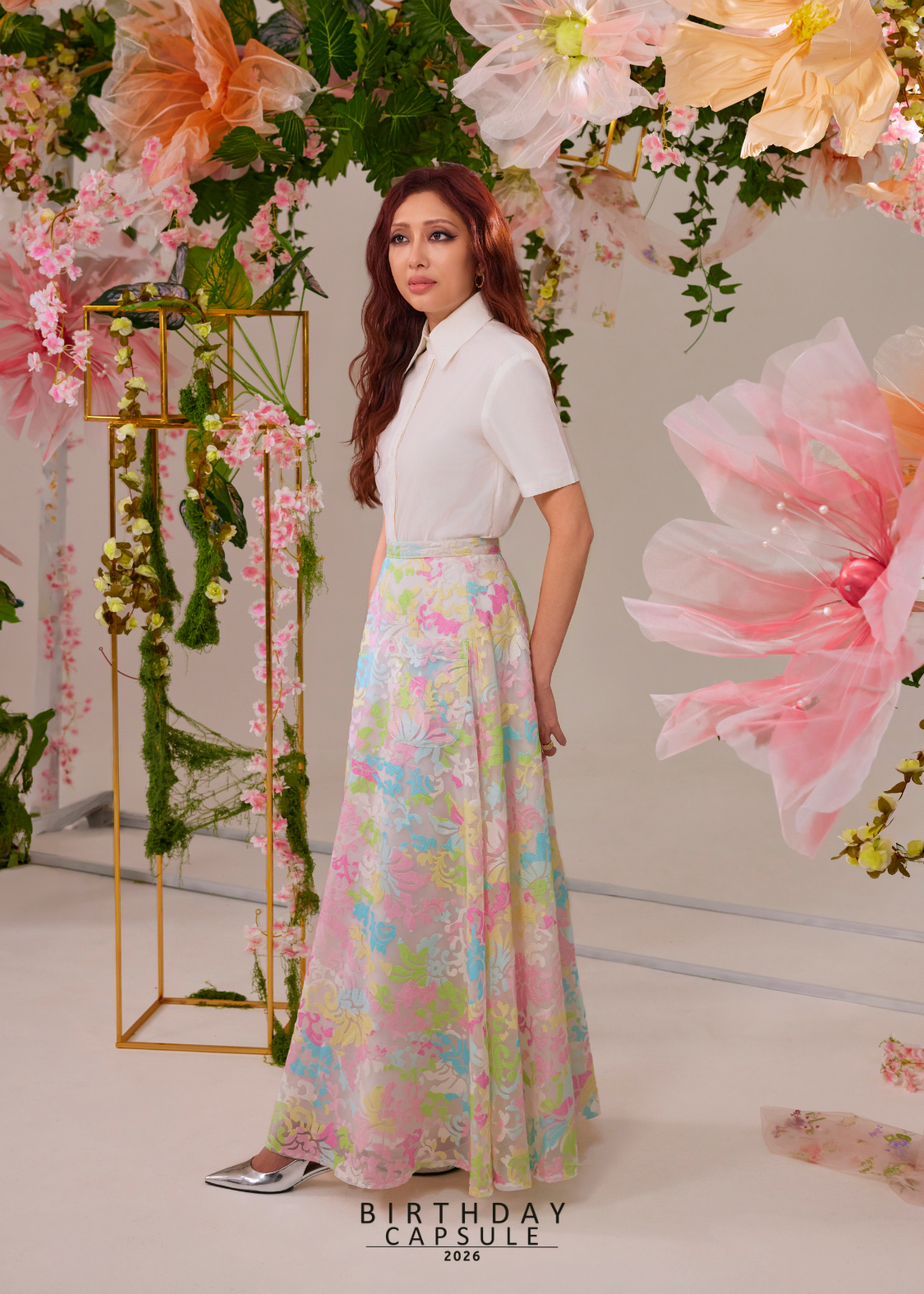 Ophelia Maxi Skirt in Pastel Anemone
