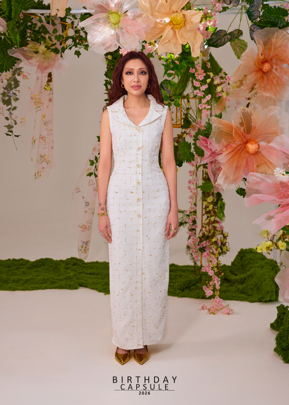 Sophie Dress in Gold Flake