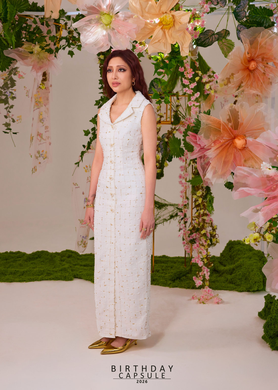 Sophie Dress in Gold Flake