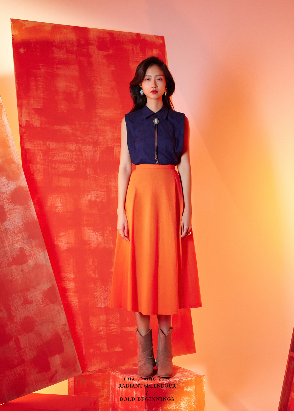 Spire Skirt in Tangerine