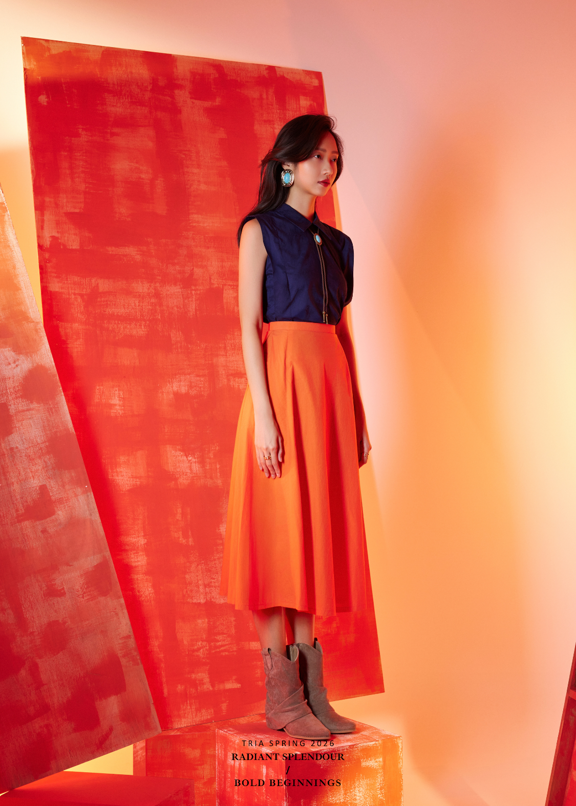Spire Skirt in Tangerine
